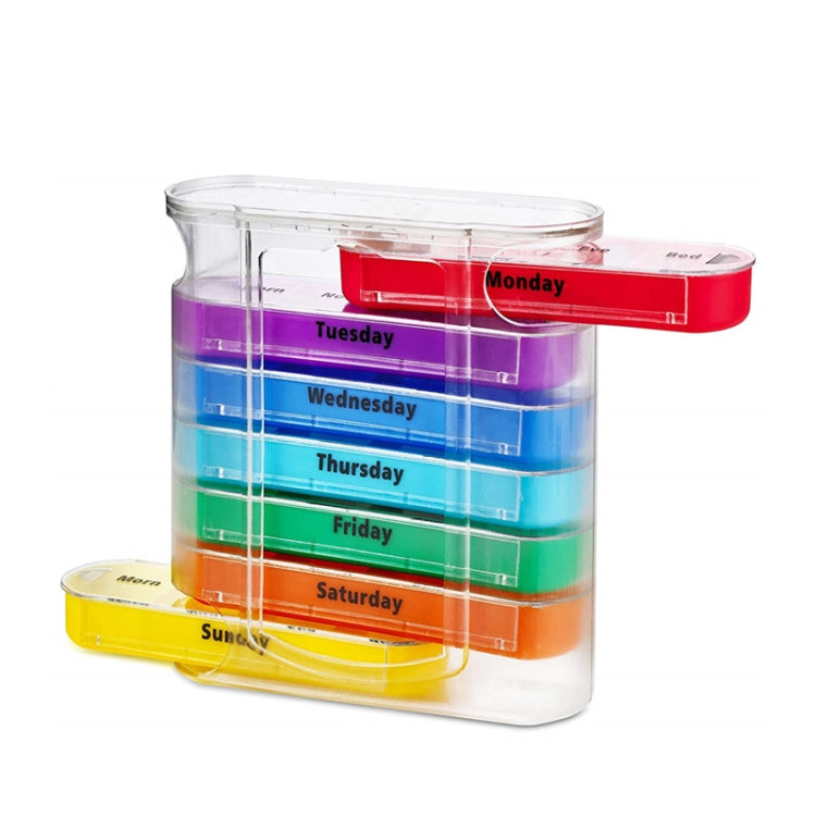 Scatola per medicinali a prova di umidità con cassetto portatile a 28 scomparti per uso settimanale