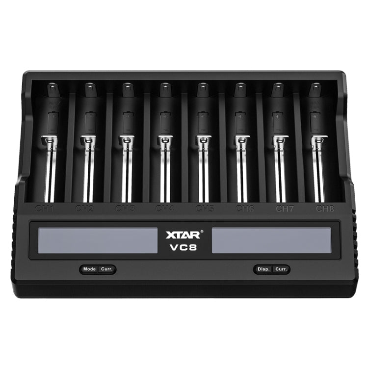 XTAR Caricabatterie a 8 slot Caricabatterie con display LCD QC3.0 Caricabatterie rapido di tipo C per batteria 21700/18650, VC8