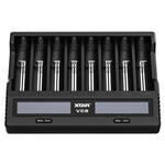 XTAR Caricabatterie a 8 slot con display LCD e QC3.0