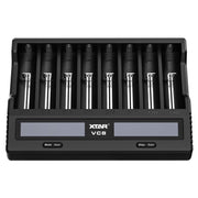 XTAR Caricabatterie a 8 slot Caricabatterie con display LCD QC3.0 Caricabatterie rapido di tipo C per batteria 21700/18650, VC8