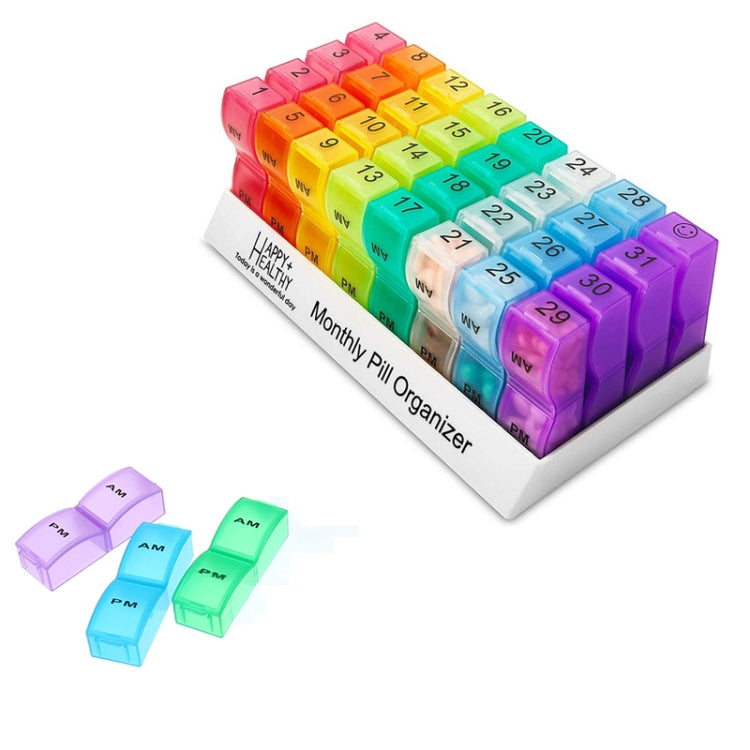 Scatola per pillole colorata in plastica a 31 scomparti per un mese di utilizzo Scatola per pillole indipendente dalla famiglia