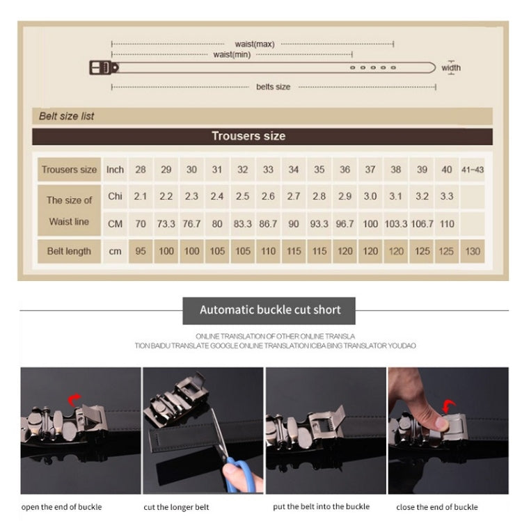 COWATHER CZ025 Cintura con fibbia automatica in pelle bovina a due strati da uomo Fashion Business,Lunghezza：, 110cm, 115cm, 120cm, 125cm, 130cm