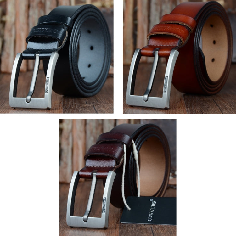 COWATHER XF004 Cintura da uomo con fibbia ad ardiglione casual da lavoro in pelle bovina a due strati, lunghezza:, 100cm, 105cm, 110cm, 115cm, 120cm, 125cm, 130cm