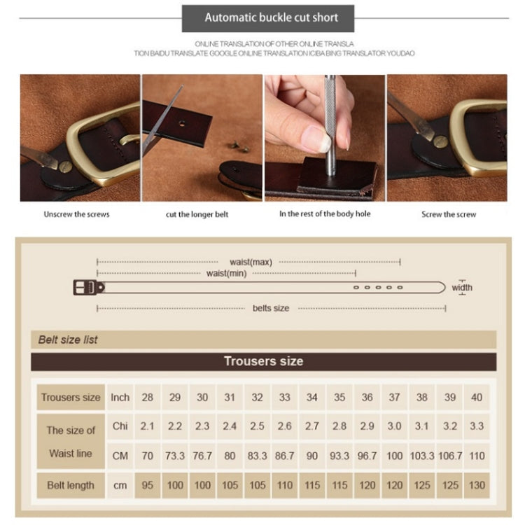 COWATHER XF004 Cintura da uomo con fibbia ad ardiglione casual da lavoro in pelle bovina a due strati, lunghezza:, 100cm, 105cm, 110cm, 115cm, 120cm, 125cm, 130cm