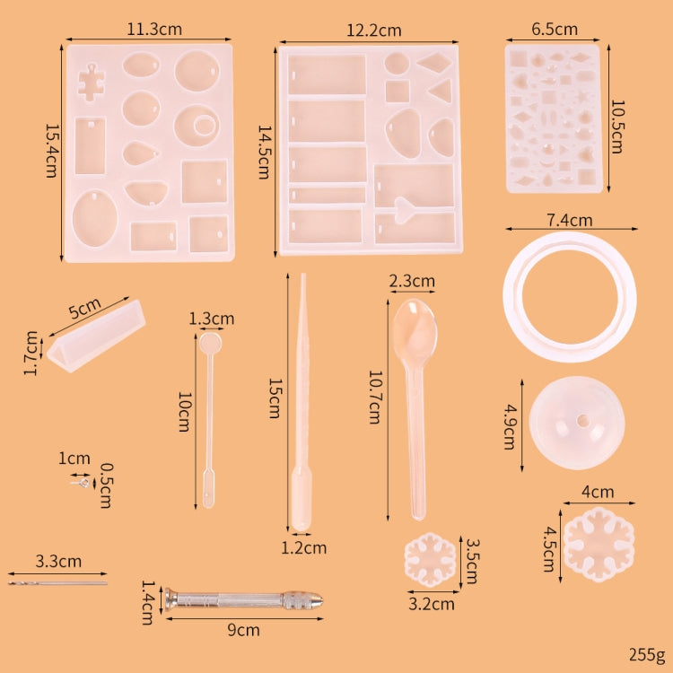 128 pezzi Set di strumenti per stampi a goccia in cristallo Set di stampi in silicone per ciondolo ornamento, Pendant Shape