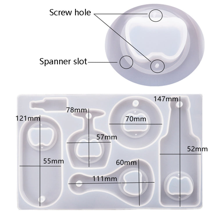Fai da te Crystal Resin Drip Beer Wrench Mold Opener Stampo in silicone, Set, Mold