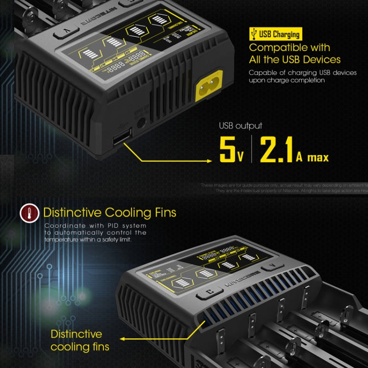 Caricabatterie rapido LCD intelligente NITECORE SC4 a 4 slot