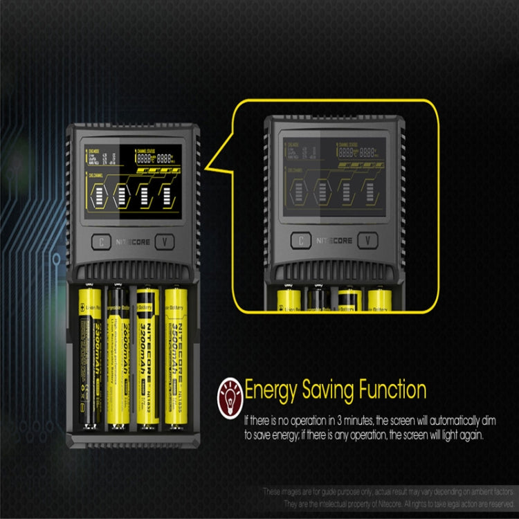 Caricabatterie rapido LCD intelligente a 4 slot NITECORE, SC4