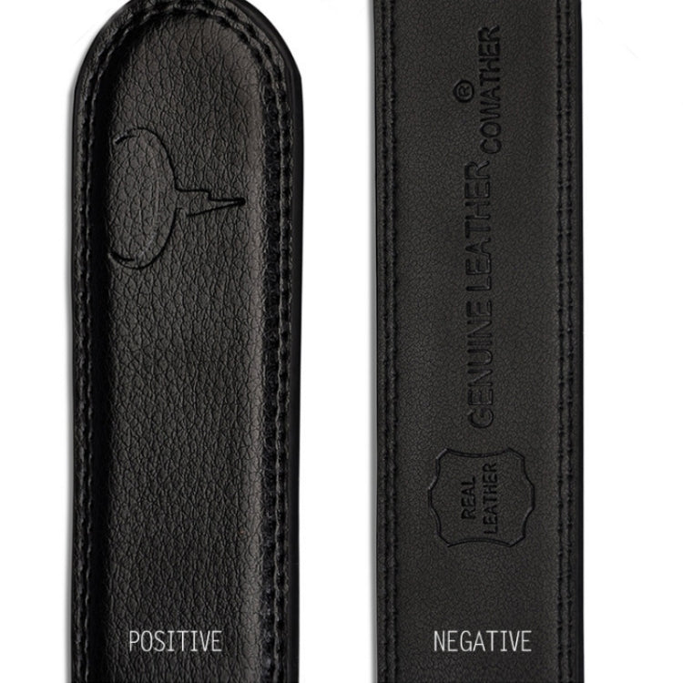 COWATHER CZ032 Cintura da uomo con fibbia automatica casual da lavoro a due strati in pelle, lunghezza:, 110cm, 115cm, 120cm, 125cm, 130cm