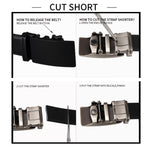 COWATHER CZ032 Cintura da uomo con fibbia automatica casual da lavoro a due strati in pelle, lunghezza:, 110cm, 115cm, 120cm, 125cm, 130cm