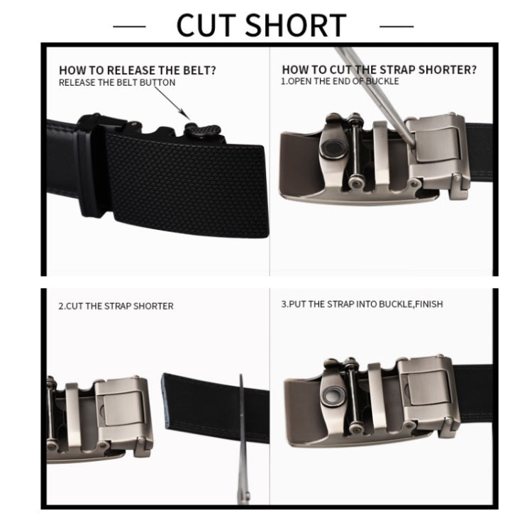 COWATHER CZ032 Cintura da uomo con fibbia automatica casual da lavoro a due strati in pelle, lunghezza:, 110cm, 115cm, 120cm, 125cm, 130cm