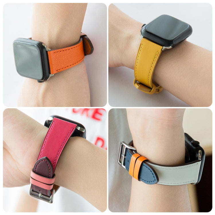 Cinturino per cinturino in pelle di vacchetta da lavoro, For Apple Watch Series 8&7 41mm / SE 2&6&SE&5&4 40mm / 3&2&1 38mm, For Apple Watch Series 6&SE&5&4 44mm / 3&2&1 42mm, For Apple Watch Series 6&SE& 5&4 40mm / 3 & 2 & 1 38mm