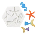 5 pezzi Ocean Series grande e piccola coda di pesce stella marina cavalluccio marino stampo in silicone liquido da forno fai da te, Gray, Pink