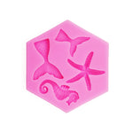 5 pezzi Ocean Series grande e piccola coda di pesce stella marina cavalluccio marino stampo in silicone liquido da forno fai da te, Gray, Pink