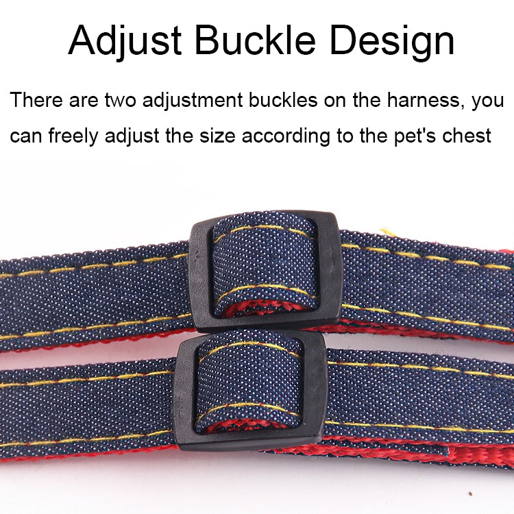 Set guinzaglio, collare e cinturino toracico per cani in denim