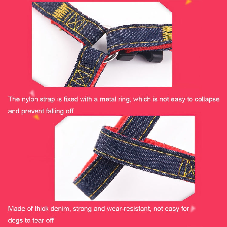 Set guinzaglio, collare e cinturino toracico per cani in denim