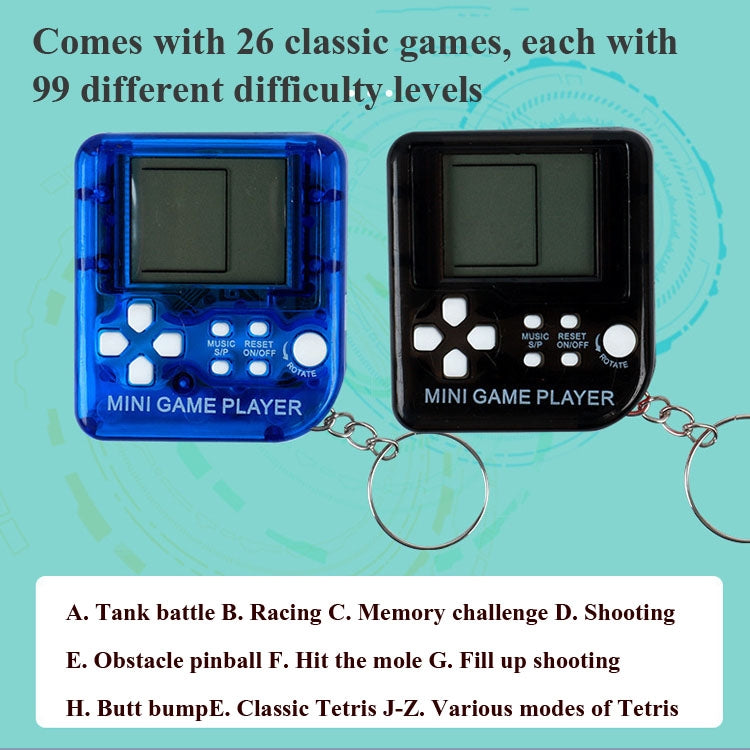 Mini console di gioco portatile 4 pezzi con portachiavi