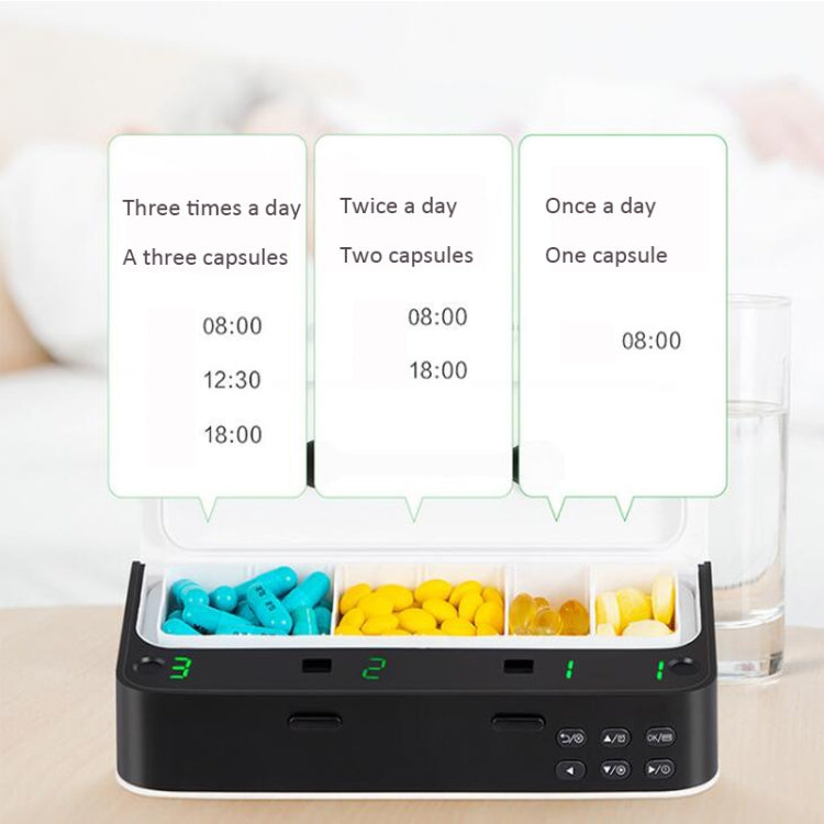 XM-ZY02 Piccolo portapillole elettronico intelligente Magazzino separato per ricordare agli anziani di prendere medicine regolarmente Portapillole portatile