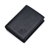 BUFF CAPTAIN 027 Portafoglio antifurto corto da uomo Portafoglio addensato multi-carta in pelle, Black, Brown, Luxurious Ash, Blue