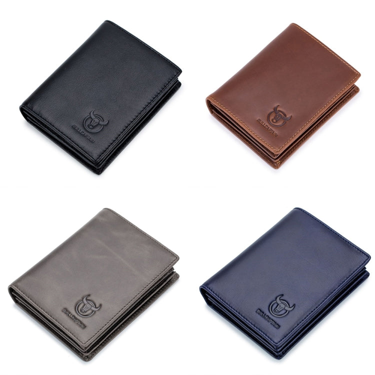 BUFF CAPTAIN 027 Portafoglio antifurto corto da uomo Portafoglio addensato multi-carta in pelle, Black, Brown, Luxurious Ash, Blue