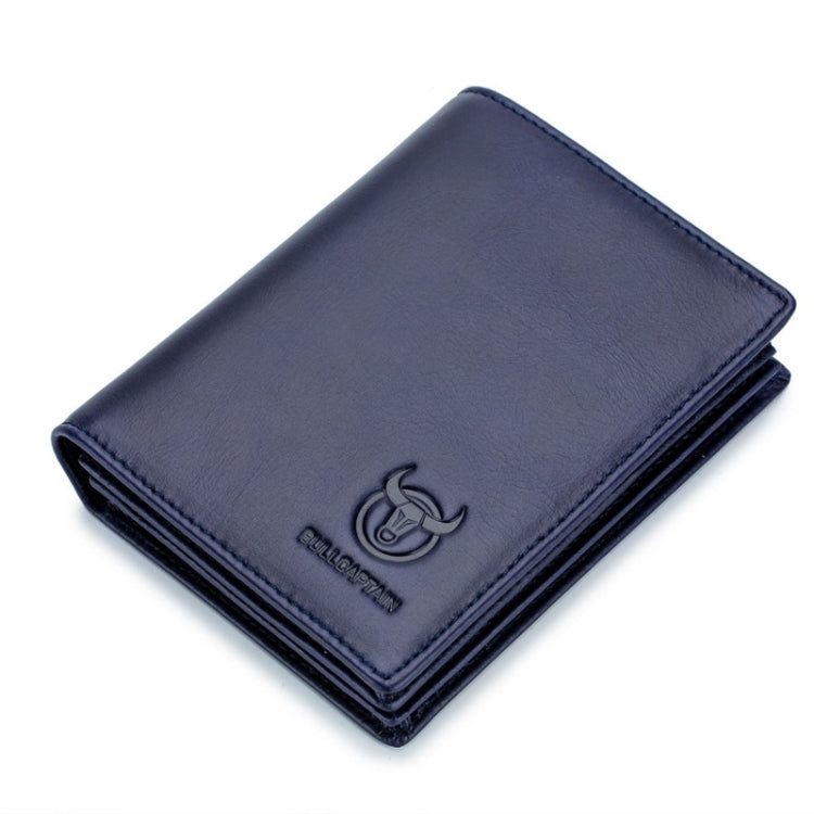 BUFF CAPTAIN 027 Portafoglio antifurto corto da uomo Portafoglio addensato multi-carta in pelle, Black, Brown, Luxurious Ash, Blue