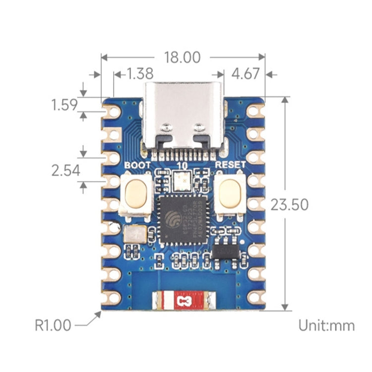 Mini scheda sviluppo Waveshare ESP32-C3 2.4GHz