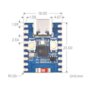 Mini scheda di sviluppo Waveshare 2.4GHz ESP32-C3, processore single-core ESP32-C3FN4 basato, without Header, with Header