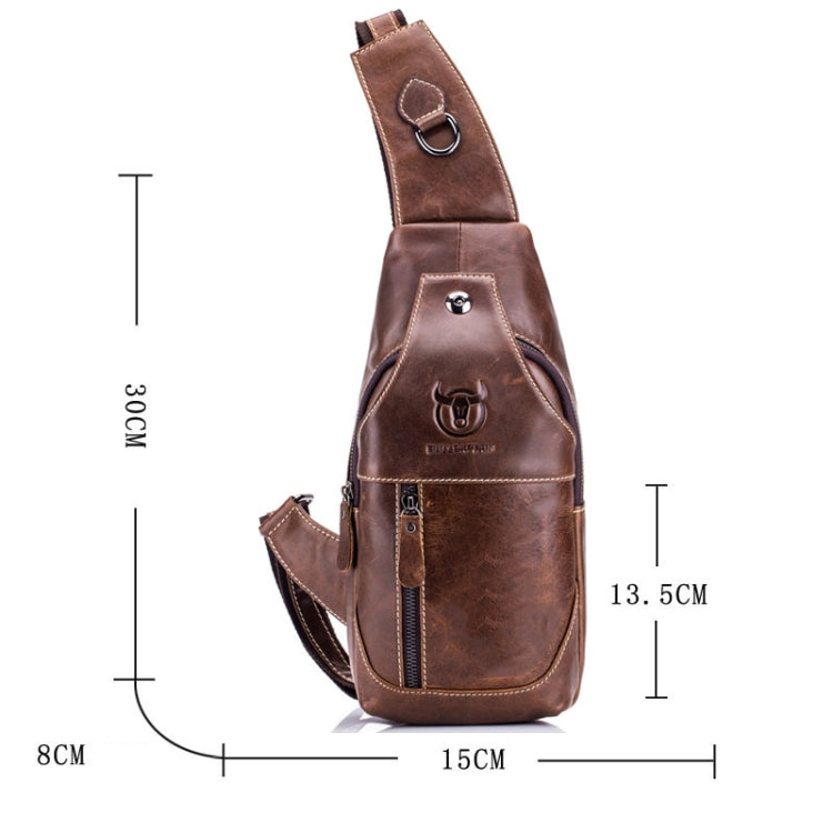 BULL CAPTAIN 019 Borsa a tracolla a tracolla in pelle da uomo retrò Borsa a tracolla in pelle bovina di primo strato, Chestnut Brown, Yellow Brown, Gray Brown, Pure Black, Chestnut Brown + Buckle + Bracket, Black + Buckle + Bracket                     ...