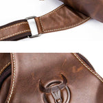 BULL CAPTAIN 019 Borsa a tracolla a tracolla in pelle da uomo retrò Borsa a tracolla in pelle bovina di primo strato, Chestnut Brown, Yellow Brown, Gray Brown, Pure Black, Chestnut Brown + Buckle + Bracket, Black + Buckle + Bracket                     ...