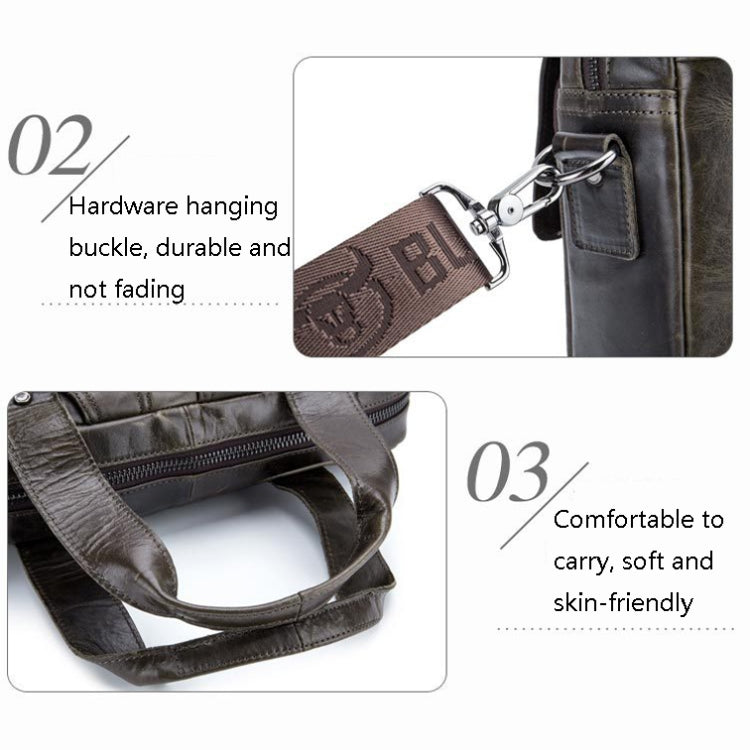 BUFF CAPTAIN 042 Borsa a tracolla multifunzionale in pelle da uomo Cartella portatile in pelle bovina di primo strato