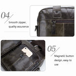 BUFF CAPTAIN 042 Borsa a tracolla multifunzionale in pelle da uomo Cartella portatile in pelle bovina di primo strato