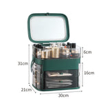 1003 LED Mirror Cosmetic Storage Box Prodotti per la cura della pelle a prova di polvere da tavolo Rack di grande capacità, specifica:, Normal Style (Peacock Green), Single Mirror Style (Peacock Green), LED Style (Peacock Green)                        ...