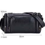 BUFF CAPTAIN HKDJB--001 Borsa a tracolla in pelle bovina di primo strato Borsa sportiva da uomo in pelle, Dark Brown, Yellow, Black