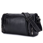 BUFF CAPTAIN HKDJB--001 Borsa a tracolla in pelle bovina di primo strato Borsa sportiva da uomo in pelle, Dark Brown, Yellow, Black