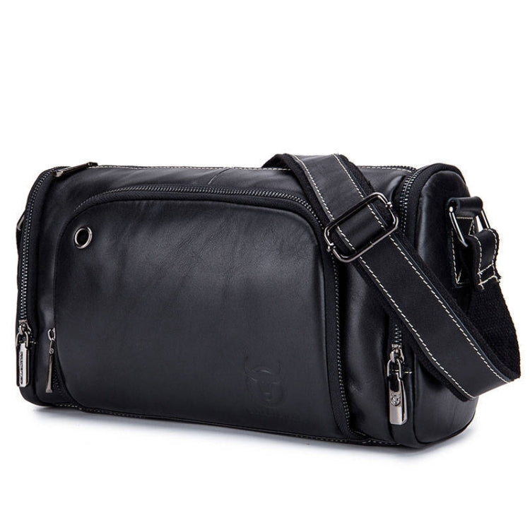 BUFF CAPTAIN HKDJB--001 Borsa a tracolla in pelle bovina di primo strato Borsa sportiva da uomo in pelle, Dark Brown, Yellow, Black