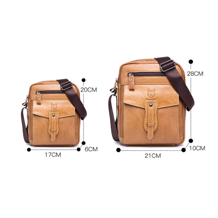 BUFF CAPTAIN 053 Borsa a tracolla in pelle da uomo Borsa a tracolla di grande capacità in pelle bovina di primo strato, specifica:, Large (Yellow Brown), Small (Yellow Brown), Large (Black), Small (Black), Large (Dark Brown), Small (Dark Brown)