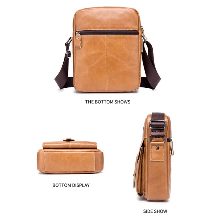 BUFF CAPTAIN 053 Borsa a tracolla in pelle da uomo Borsa a tracolla di grande capacità in pelle bovina di primo strato, specifica:, Large (Yellow Brown), Small (Yellow Brown), Large (Black), Small (Black), Large (Dark Brown), Small (Dark Brown)