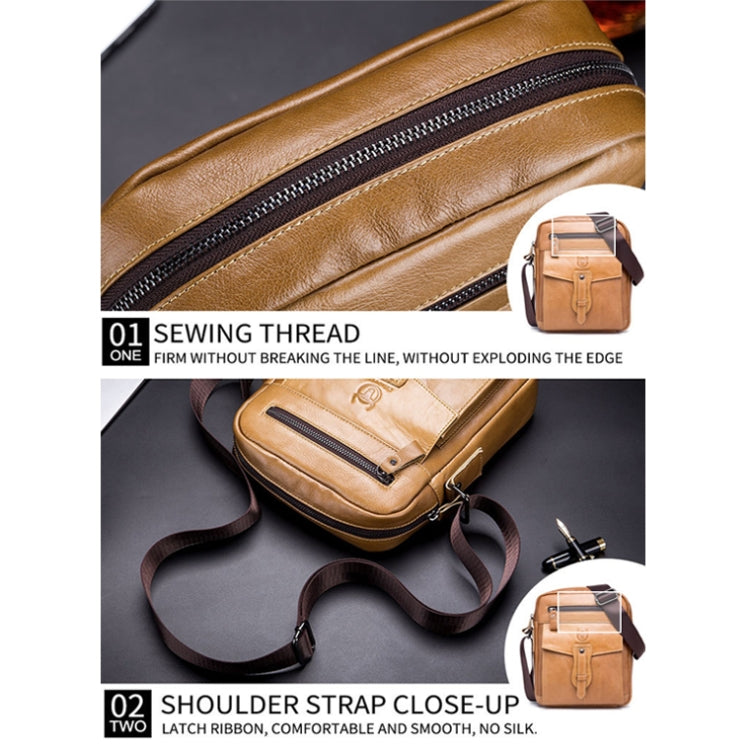 BUFF CAPTAIN 053 Borsa a tracolla in pelle da uomo Borsa a tracolla di grande capacità in pelle bovina di primo strato, specifica:, Large (Yellow Brown), Small (Yellow Brown), Large (Black), Small (Black), Large (Dark Brown), Small (Dark Brown)