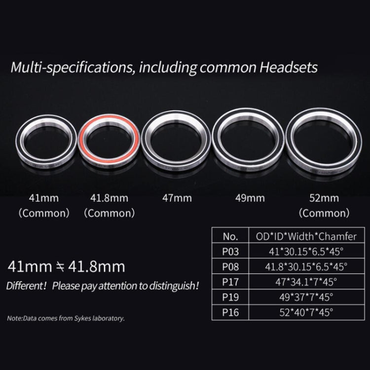 ZH411 Cuscinetto per la riparazione della cuffia della bicicletta Cuscinetto della cuffia, 2 PCS 41mm, 2 PCS 41.8mm, 47mm, 49mm, 52mm