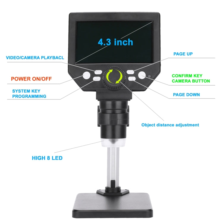 Microscopio digitale HD 10MP con display LCD 4,3" e LED