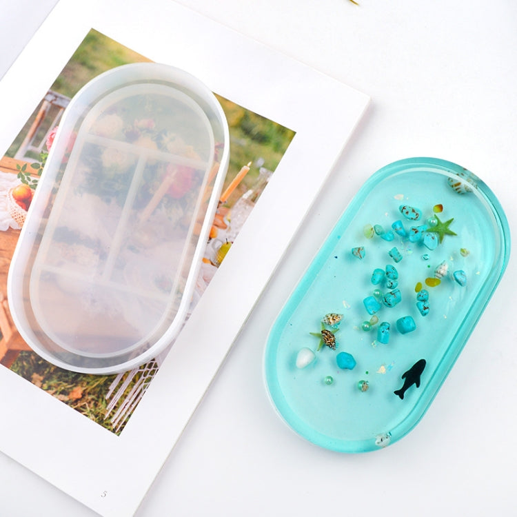 Stampo in silicone per piatto ovale da 2 pezzi Stampo per scatola di immagazzinaggio di colla di cristallo fai-da-te, MD3706