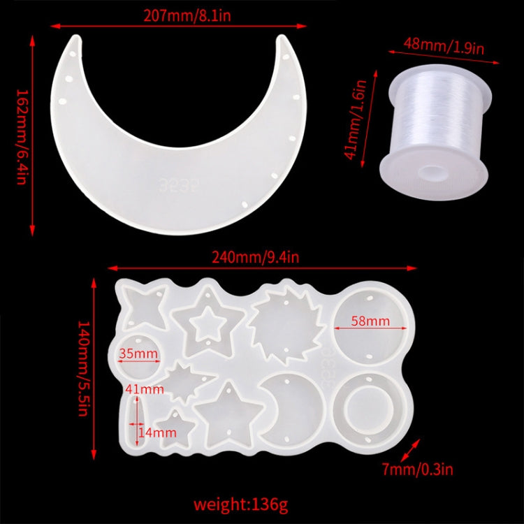 DIY Windbell Stampo epossidico Moon Pendant Wind Bell Hanging Set Stampo, Stile:, MD3535 + MD3536, MD3535 + MD3536 + Fish Line