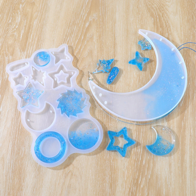 DIY Windbell Stampo epossidico Moon Pendant Wind Bell Hanging Set Stampo, Stile:, MD3535 + MD3536, MD3535 + MD3536 + Fish Line