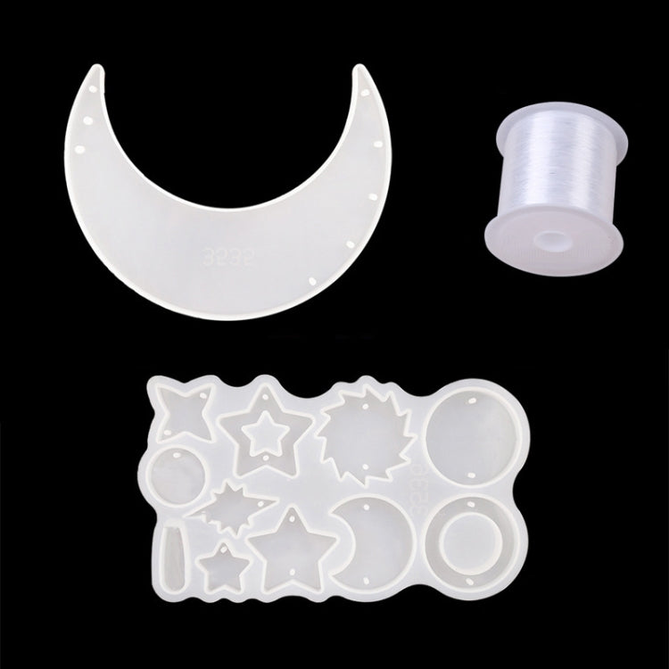 DIY Windbell Stampo epossidico Moon Pendant Wind Bell Hanging Set Stampo, Stile:, MD3535 + MD3536, MD3535 + MD3536 + Fish Line