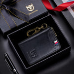 BUFF CAPTAIN 474 Portamonete multifunzionale in pelle Porta chiavi anti-spazzola da appendere alla vita, Blue, Black, Yellow Brown, Brown, Yellow Brown Gift Box, Black Gift Box, Brown Gift Box, Blue Gift Box