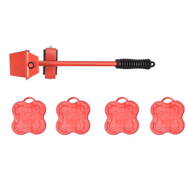 CY-0102 Letto mobile per uso domestico 5 in 1 Oggetto pesante Puleggia mobile per mobili Shifter Carrier multifunzionale, Red (150KG), Yellow (300KG), Silver (500KG), Red Black Pry Bar (150KG), Tank (100KG), Cartoon (100KG)