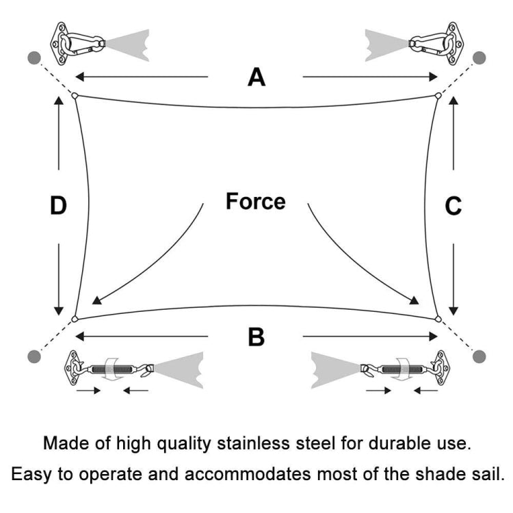 Tenda a vela rettangolare per esterni Accessori in acciaio inossidabile 304 Viti per cesto di fiori per tende da esterno Fibbia per porta diamantata, 24 PCS / M5 Set