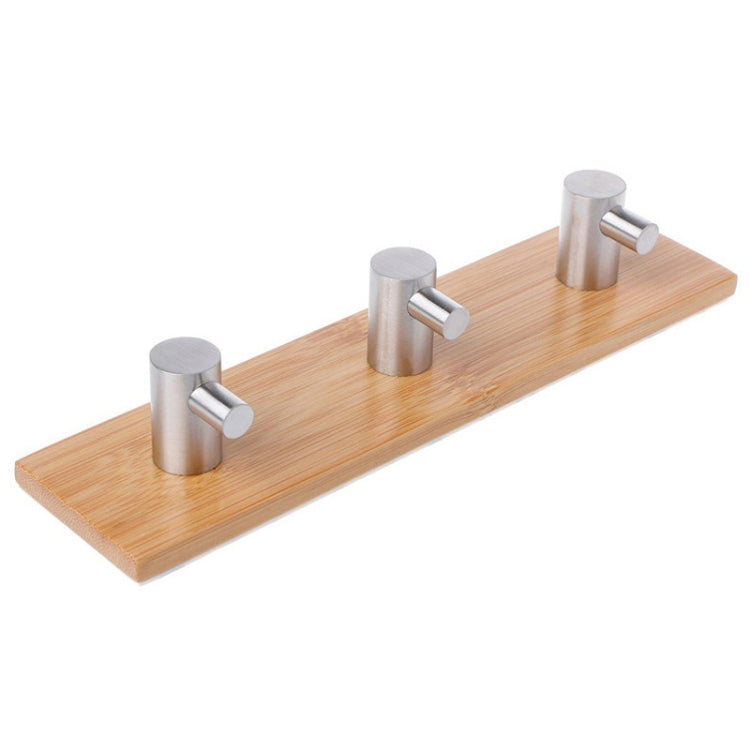 Gancio adesivo per porta del bagno con gancio a tre file in legno di bambù in acciaio inossidabile, Door Sticky Three Hook