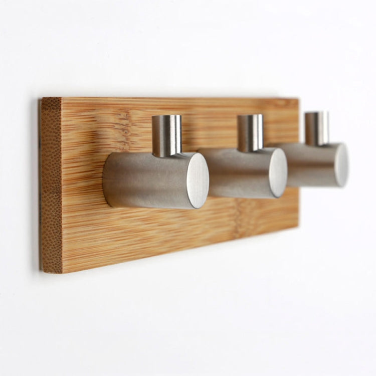 Gancio adesivo per porta del bagno con gancio a tre file in legno di bambù in acciaio inossidabile, Door Sticky Three Hook