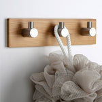 Gancio adesivo per porta del bagno con gancio a tre file in legno di bambù in acciaio inossidabile, Door Sticky Three Hook